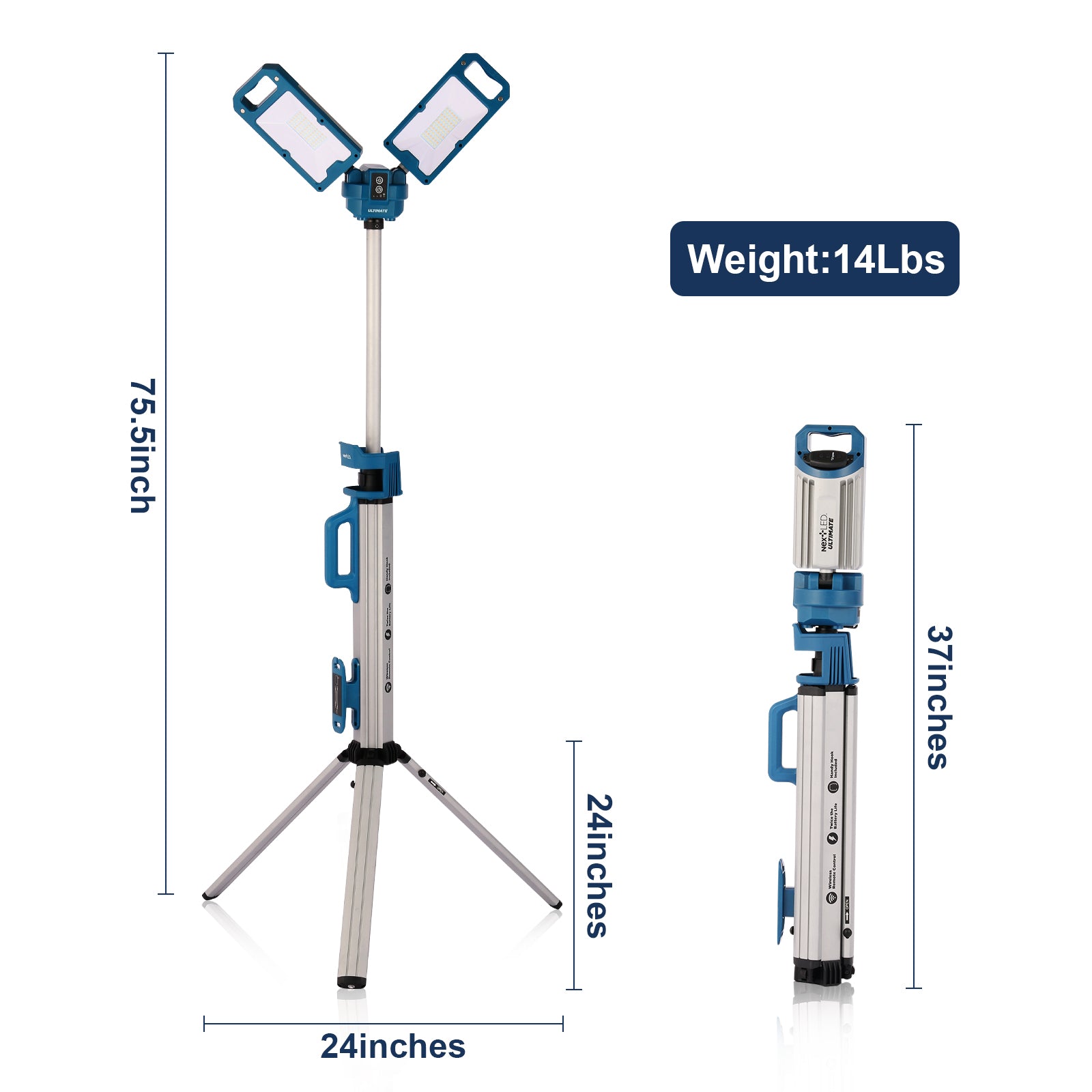NextLED NT-6926M Rechargeable Cordless Dual Color CRI 90 Tripod LED Shop Light
