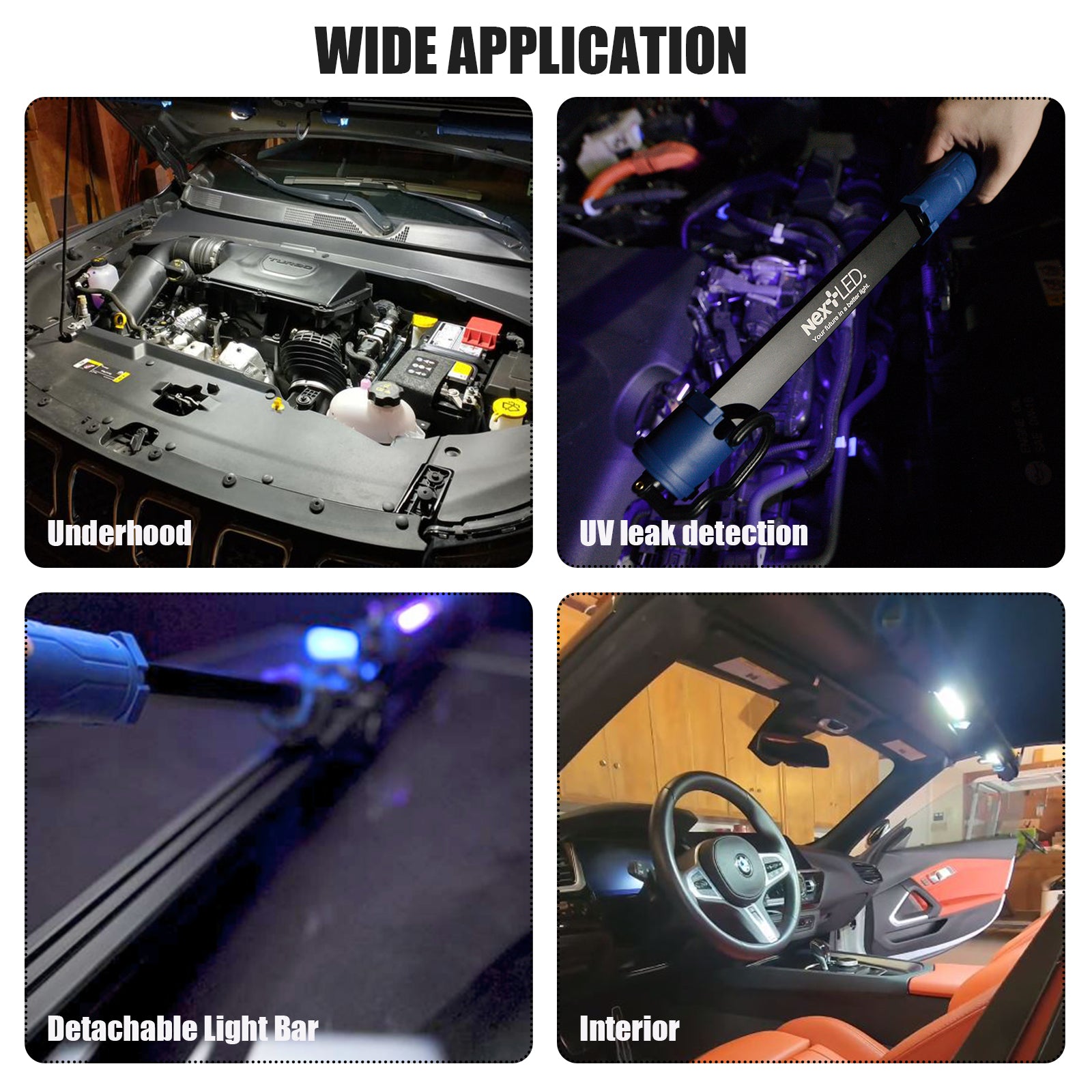 NT-2200LF-UV Rechargeable , Cordless, Detachable Under Car Hood LED Work Light