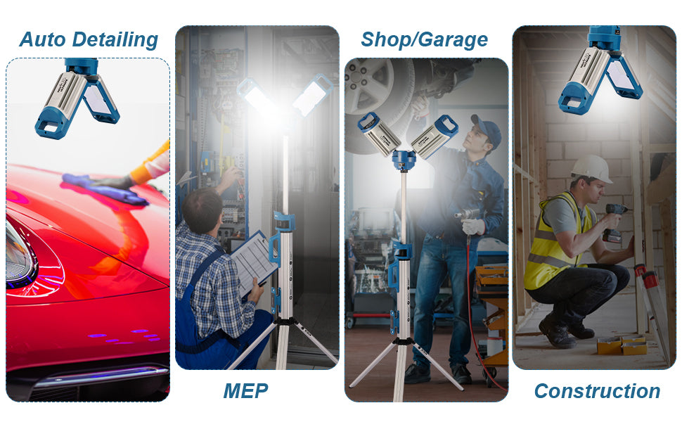 NextLED NT-6926M Rechargeable Cordless Dual Color CRI 90 Tripod LED Shop Light