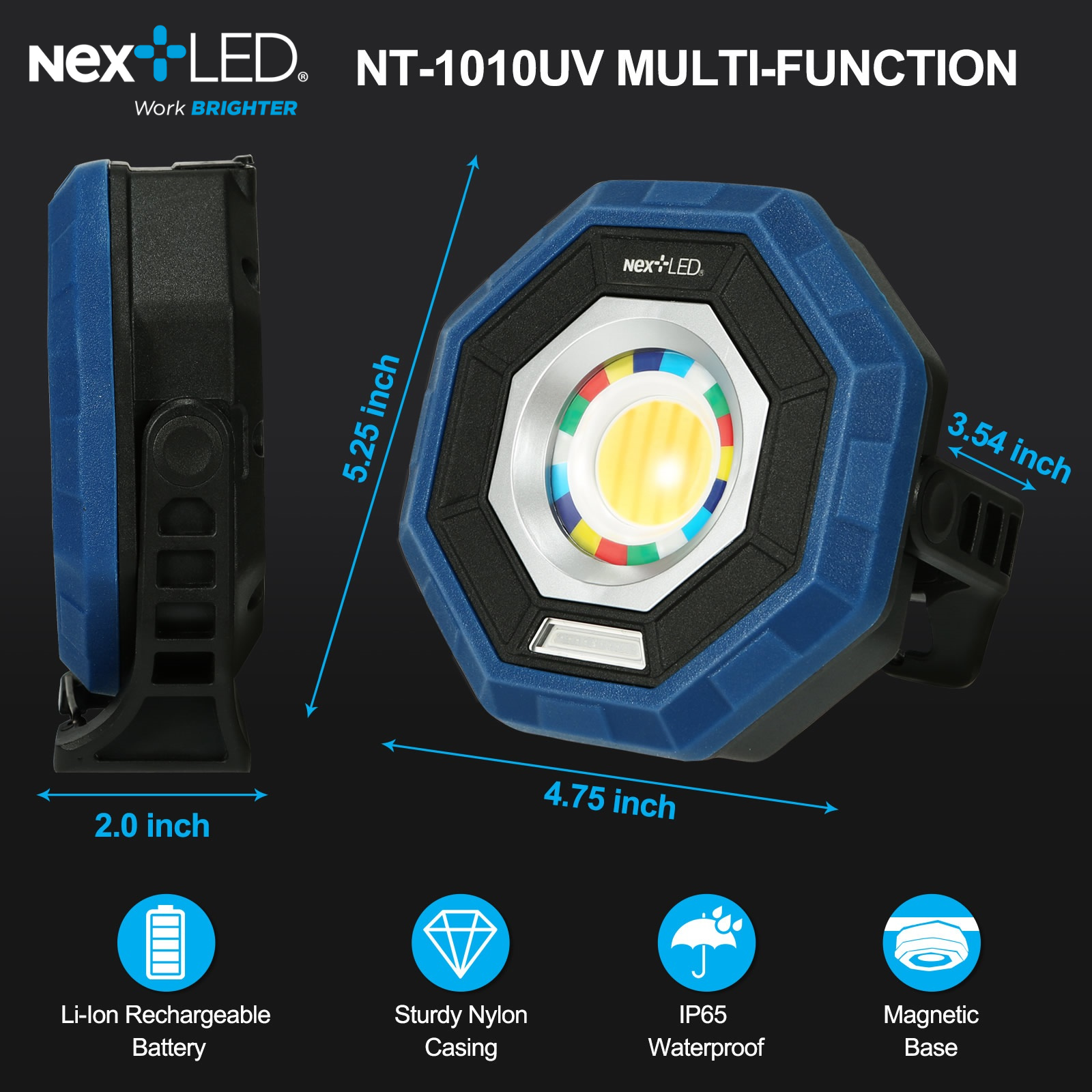 NextLED NT-1010UV Rechargeable Color Matching UV Floodlight